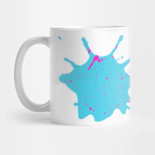 Turquoise and Neon Pink Paint Splatter Mug